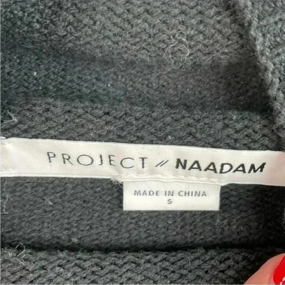 Project Naadam Black Mock Neck Cable Knit Sweater - Picture 7 of 8